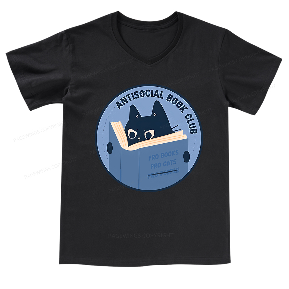 Pagewings Anitisocial Book Club T-Shirt V-neck T-shirt