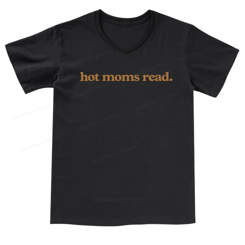 Pagewing Hot Moms Read V-neck T-shirt