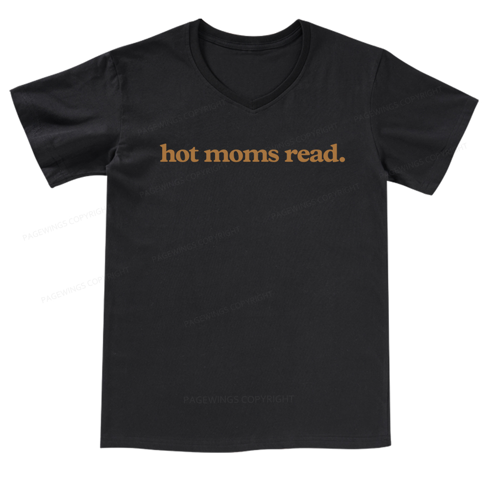 Pagewing Hot Moms Read V-neck T-shirt
