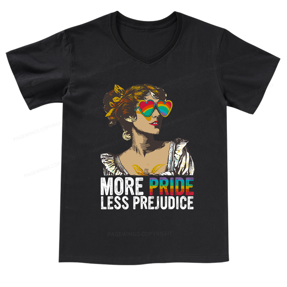 Pagewings More Pride Less Prejudice V-neck T-shirt