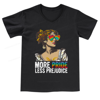 Pagewings More Pride Less Prejudice V-neck T-shirt