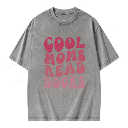 Pagewings Cool Moms Read Books Unisex Washed T-shirt