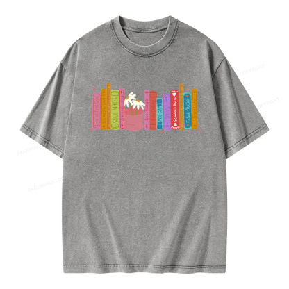 Pagewings Romance Book Tropes Unisex Washed T-shirt