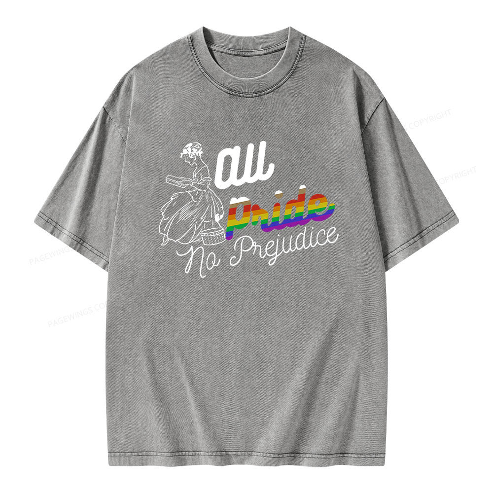 Pagewings All Pride, No Prejudice Unisex Washed T-shirt