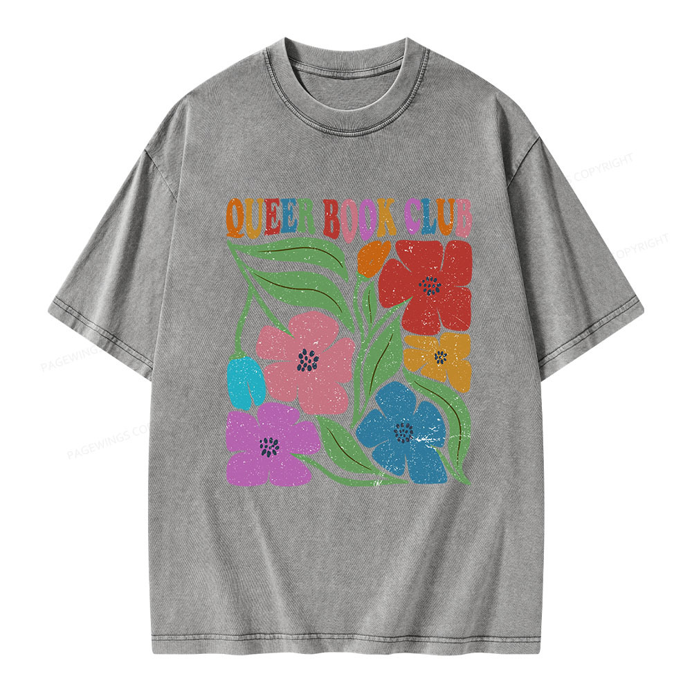 Pagewings Queer Book Club Unisex Washed T-shirt