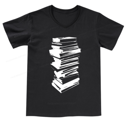 Pagewings Stack of Books V-neck T-shirt