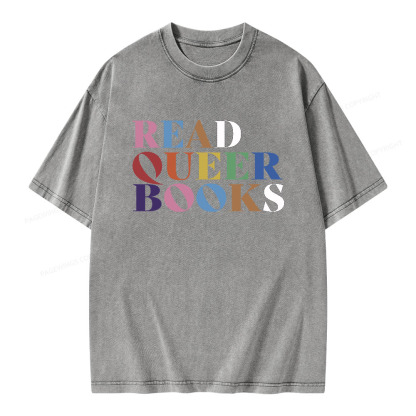 Pagewings Read Queer Books Unisex Washed T-shirt