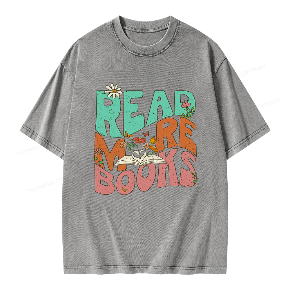 Pagewings Read More Books Unisex Washed T-shirt