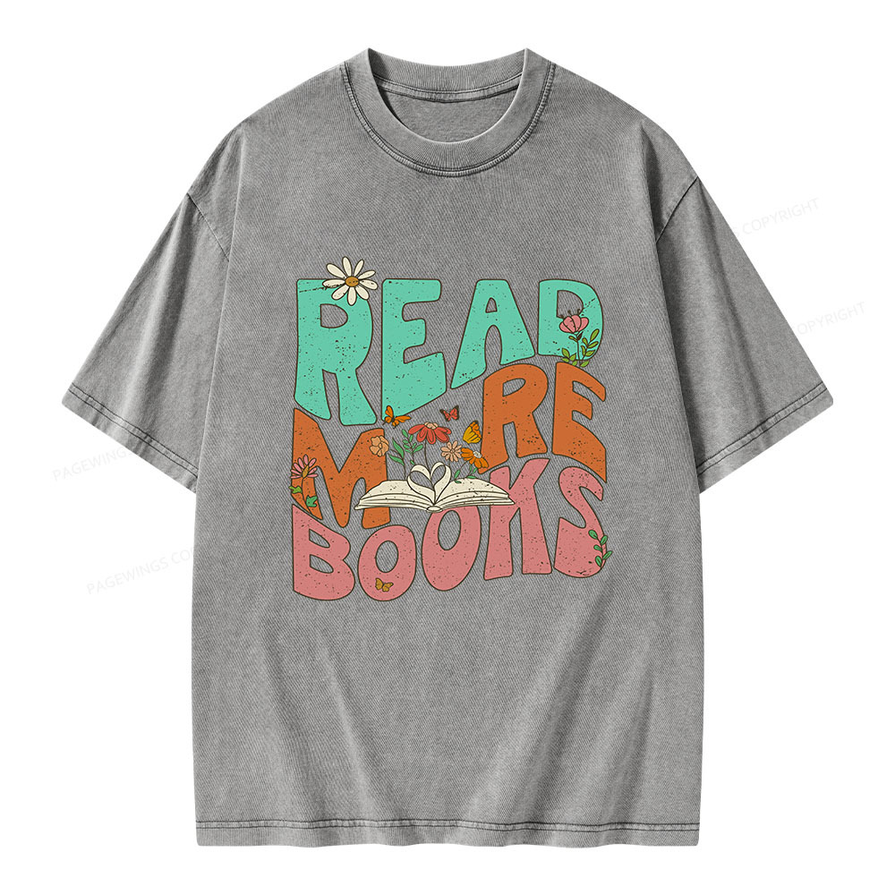 Pagewings Read More Books Unisex Washed T-shirt