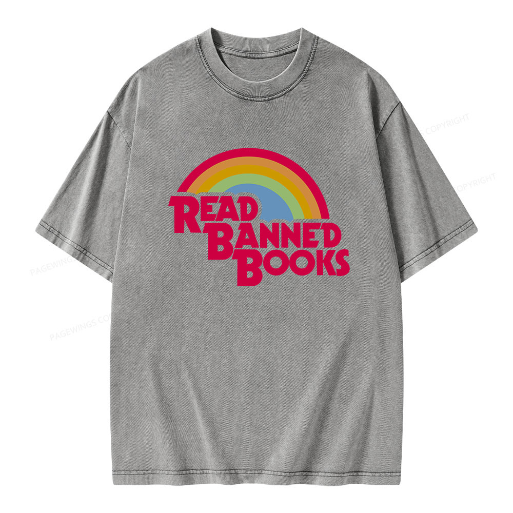 Pagewings Read Banned Books Unisex Washed T-shirt