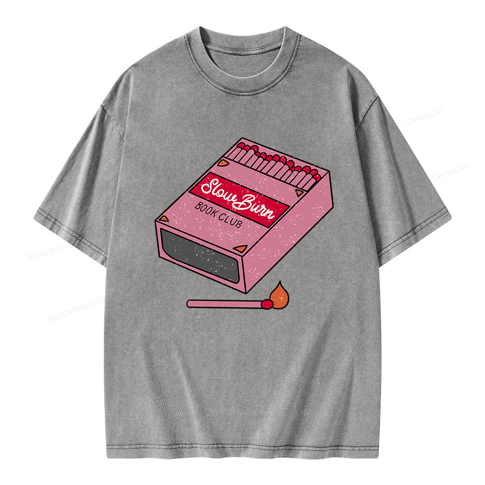 Pagewings Slow Burn Book Club Unisex Washed T-shirt