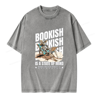 Pagewings Bookish Is A State Of Mind Unisex Washed T-shirt