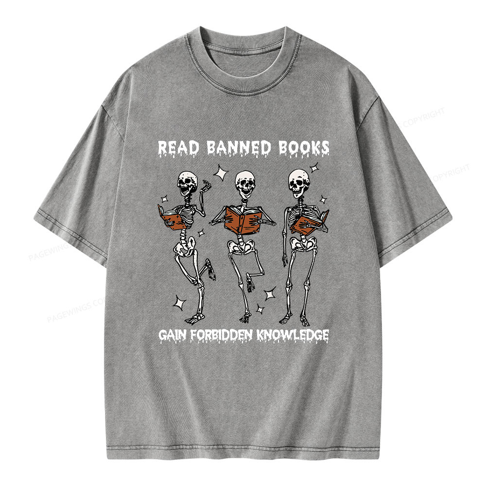 Pagewings Read Banned Books Gain Forbidden Knowledge Unisex Washed T-shirt