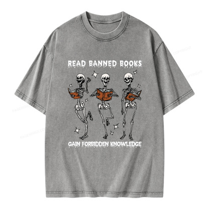 Pagewings Read Banned Books Gain Forbidden Knowledge Unisex Washed T-shirt