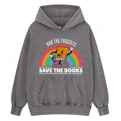 Pagewing Ban The Fascists Save The Books Shirt Unisex Washed Hoodie