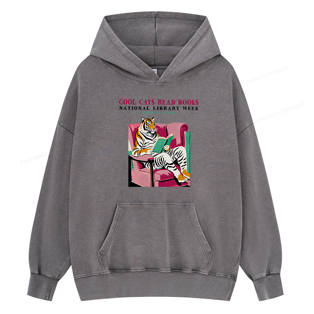 Pagewing Library Week Poster 1996 Unisex Washed Hoodie