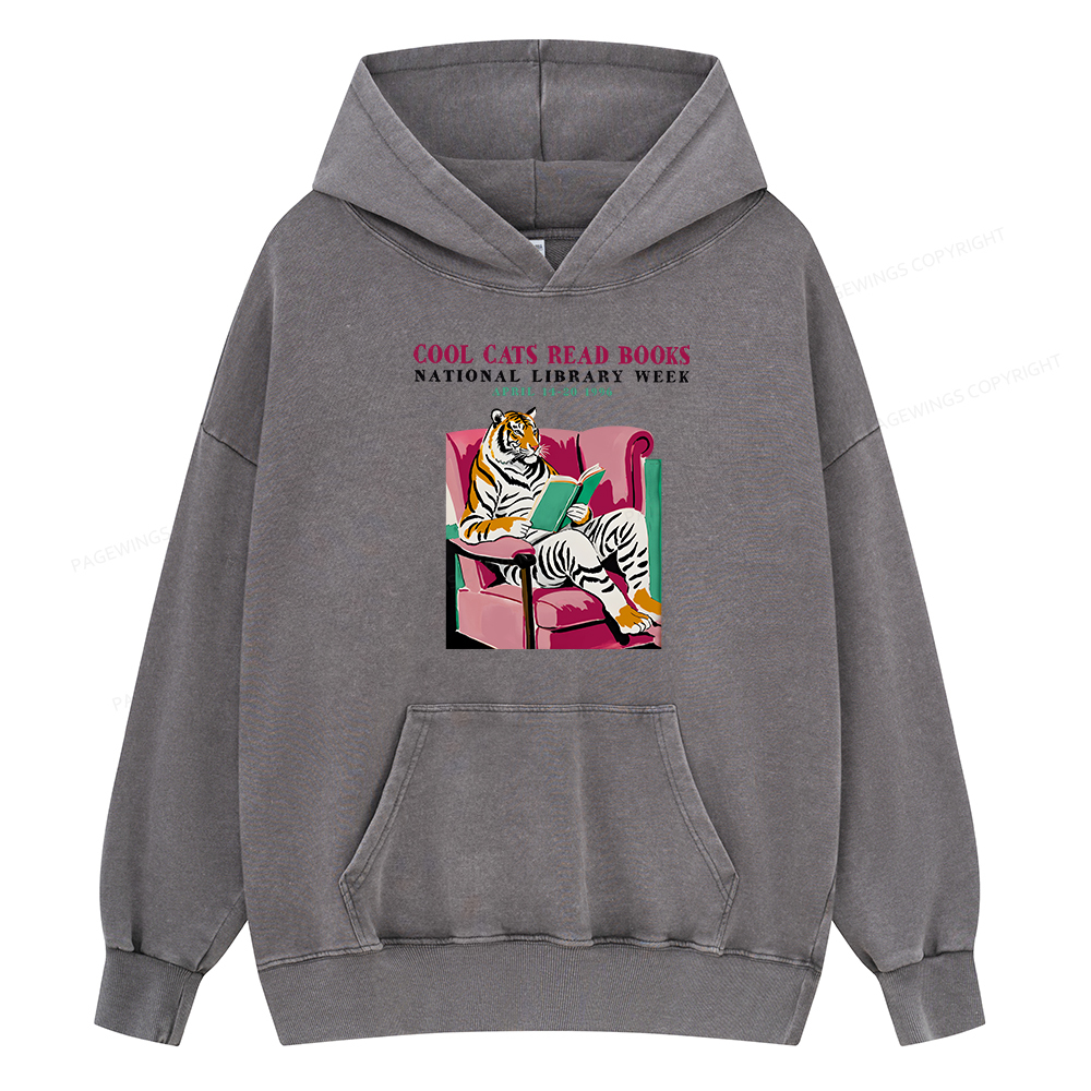 Pagewing Library Week Poster 1996 Unisex Washed Hoodie
