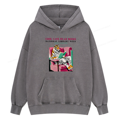 Pagewing Library Week Poster 1996 Unisex Washed Hoodie