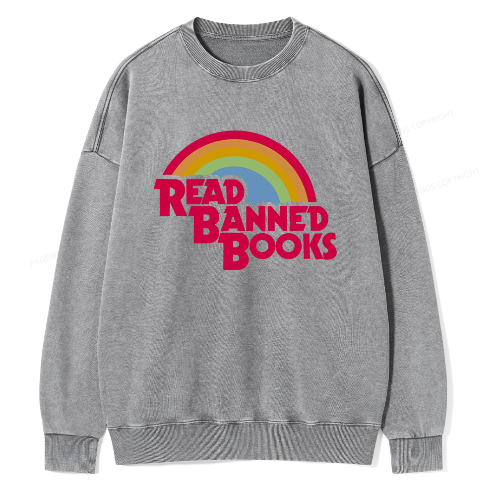 Pagewings Read Banned Books Unisex Washed Sweatshirt