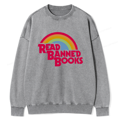 Pagewings Read Banned Books Unisex Washed Sweatshirt
