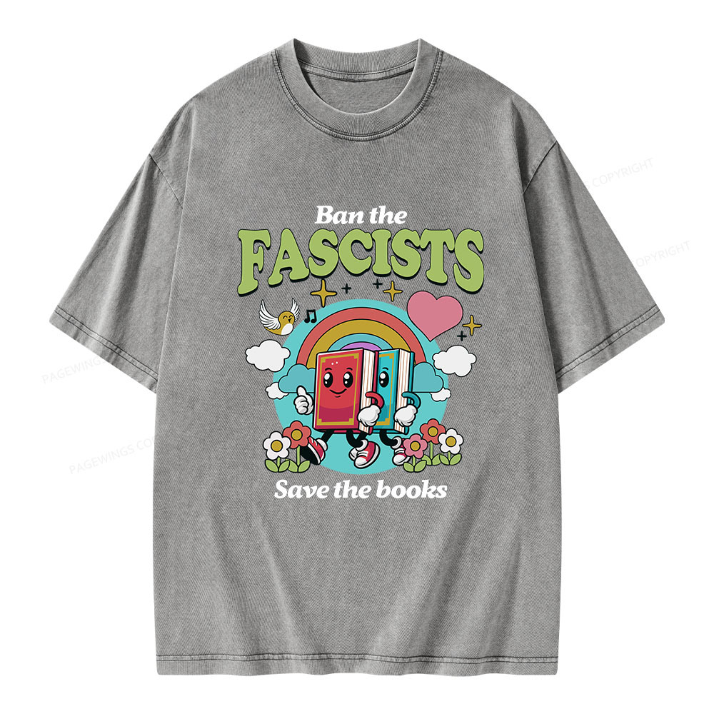 Pagewings Ban the Fascists Save the Books Unisex Washed T-shirt