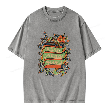 Pagewings Read Banned Books Unisex Washed T-shirt
