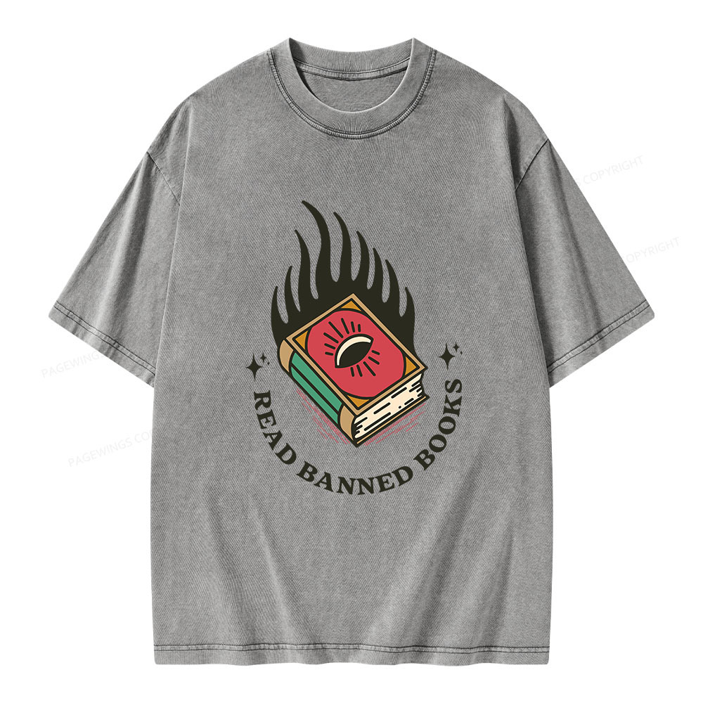 Pagewings Read Banned Books Unisex Washed T-shirt