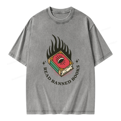 Pagewings Read Banned Books Unisex Washed T-shirt