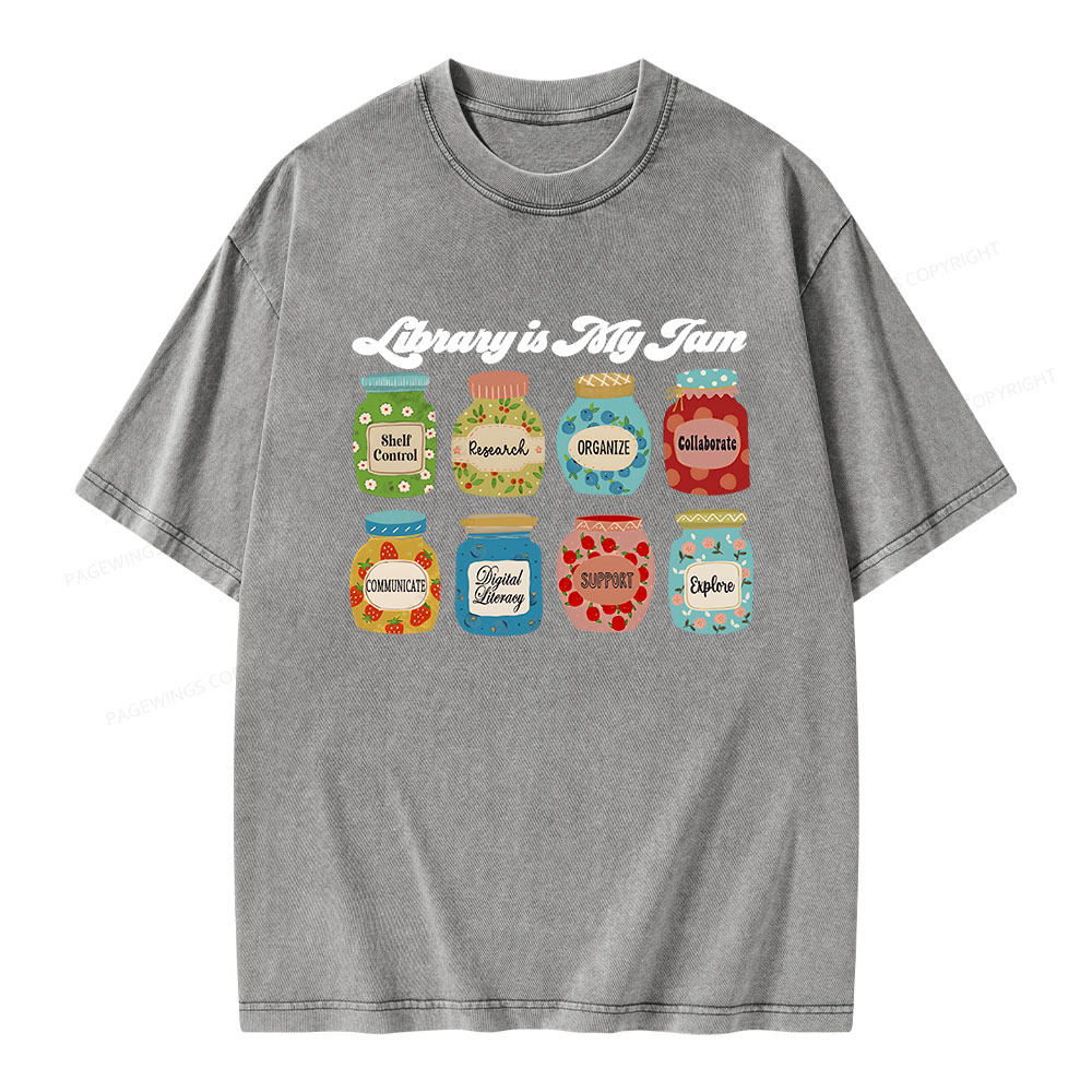 Pagewings Library is My Jam Unisex Washed T-shirt