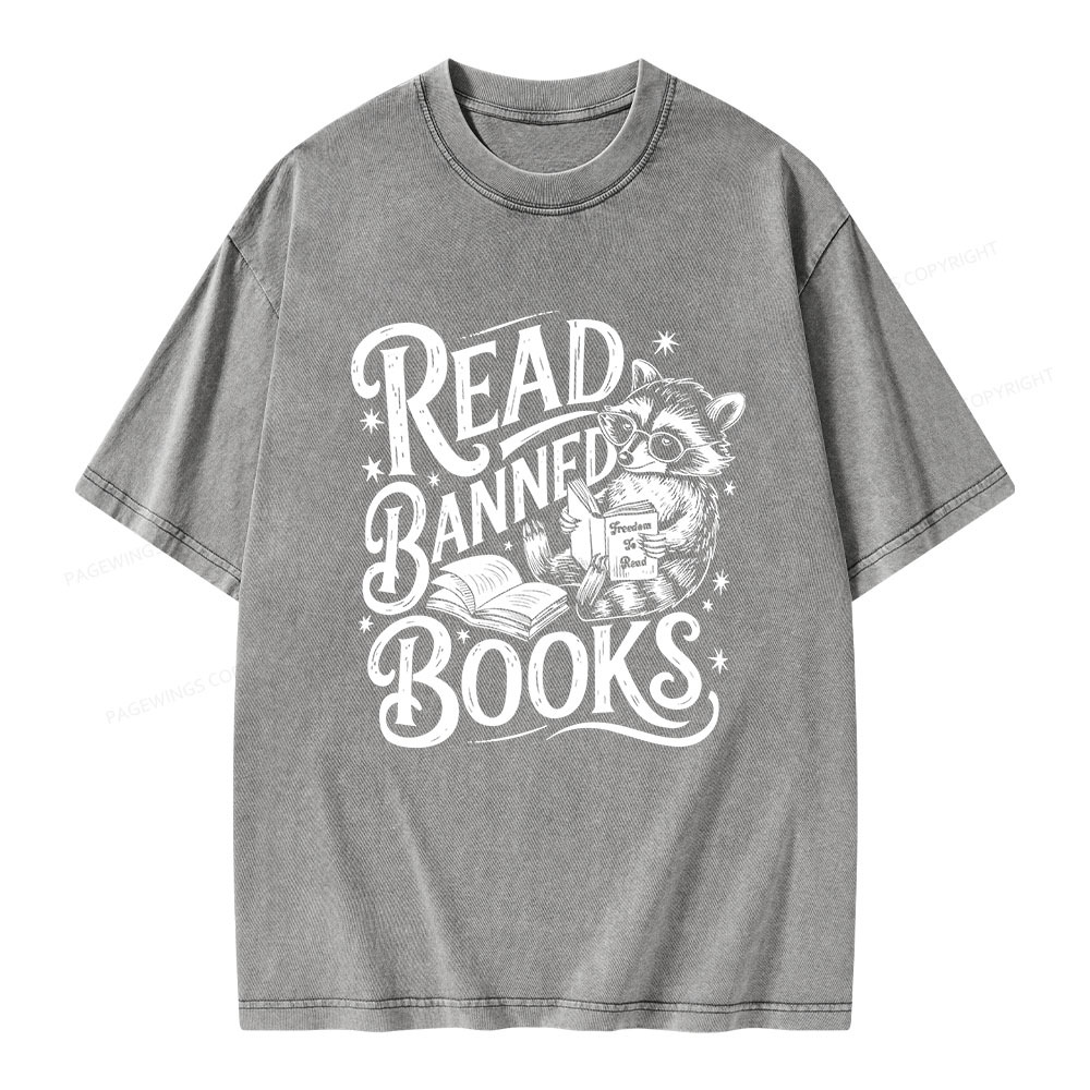 Pagewings Read Banned Books Unisex Washed T-shirt