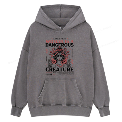 Pagewing A Well-Read Woman is A Dangerous Creature Unisex Washed Hoodie
