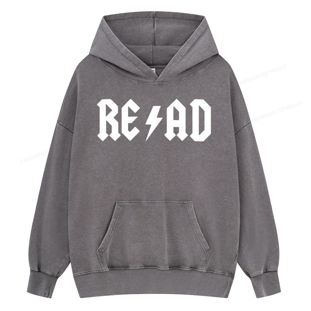 Pagewing Read Back In The Library rock And Roll Unisex Washed Hoodie