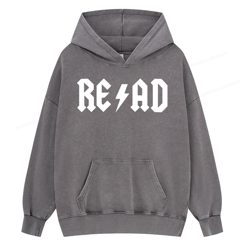 Pagewing Read Back In The Library rock And Roll Unisex Washed Hoodie