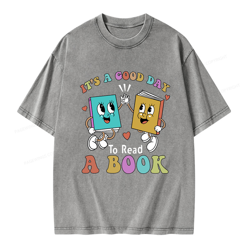 Pagewings It's A Good Day To Read A Book Unisex Washed T-shirt