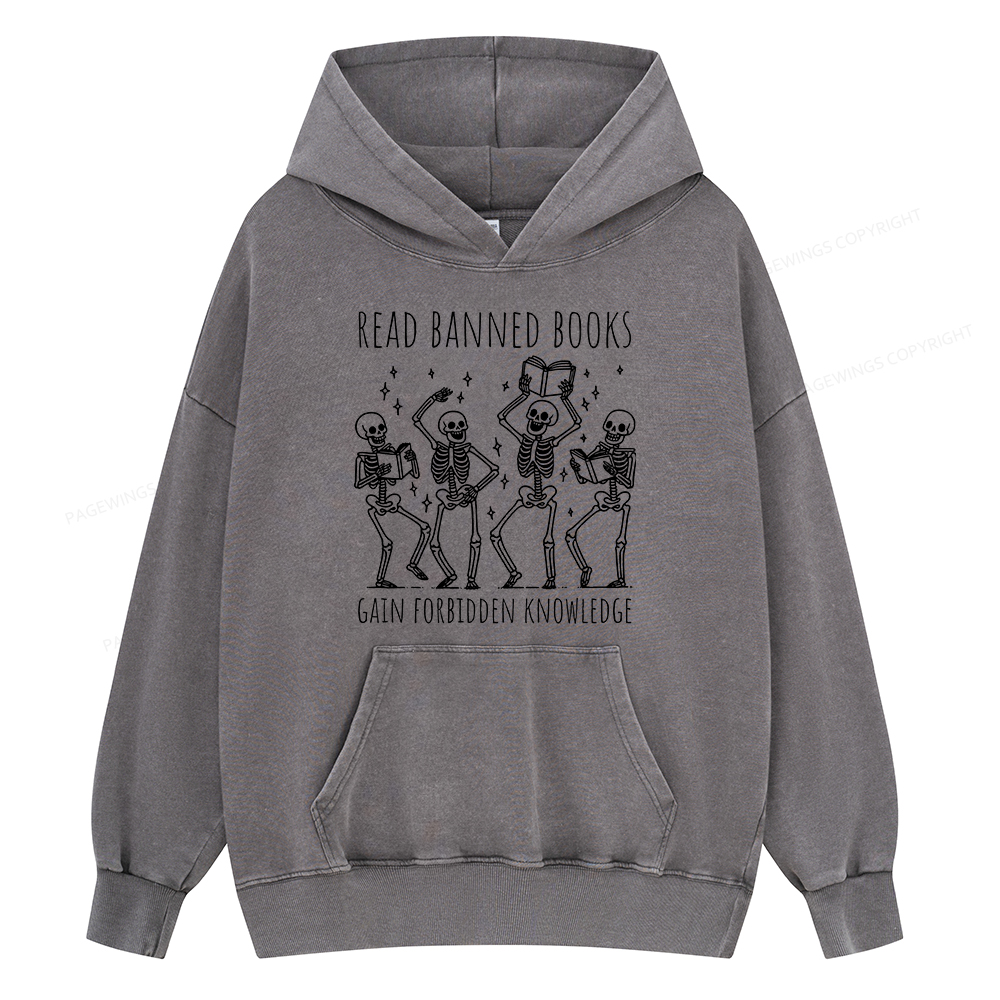Pagewing Reading Books Tee Book Lover Gift Unisex Washed Hoodie