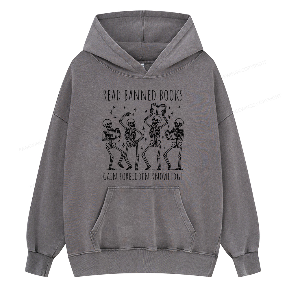 Pagewing Reading Books Tee Book Lover Gift Unisex Washed Hoodie