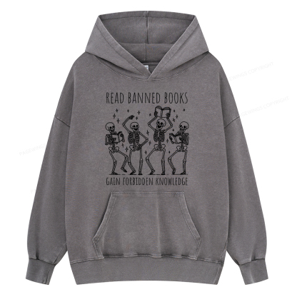Pagewing Reading Books Tee Book Lover Gift Unisex Washed Hoodie