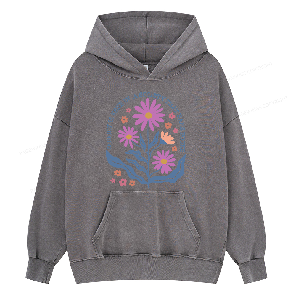 Pagewing Read Banned Books Shirt Social Justice Gift Unisex Washed Hoodie