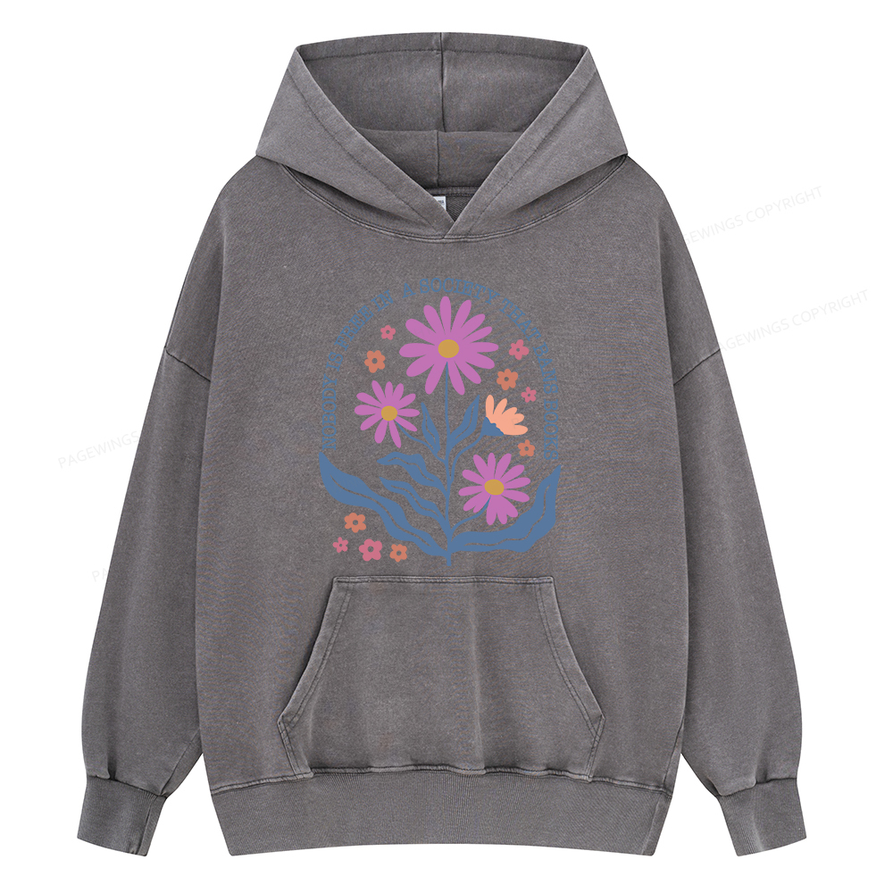 Pagewing Read Banned Books Shirt Social Justice Gift Unisex Washed Hoodie