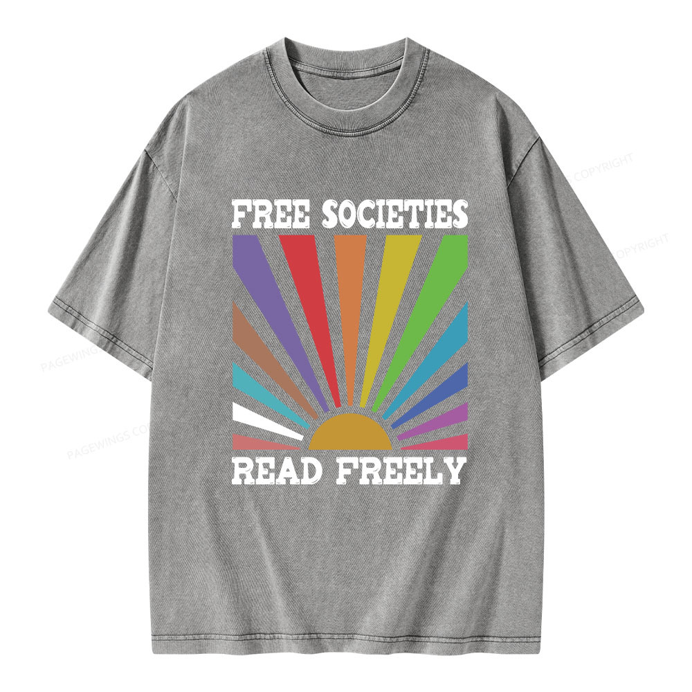 Pagewings Free Societies Read Freely Unisex Washed T-shirt