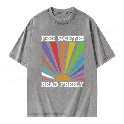 Pagewings Free Societies Read Freely Unisex Washed T-shirt
