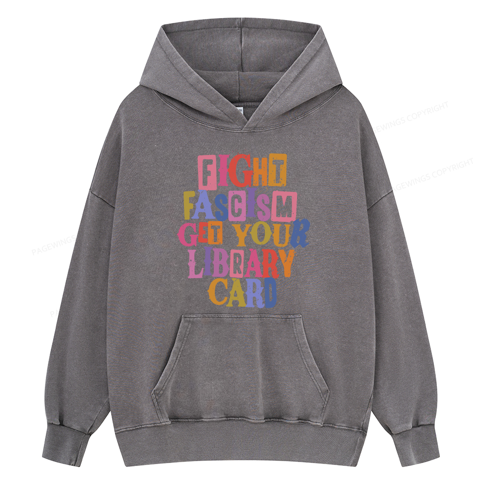 Pagewing Get Your Library Card Unisex Washed Hoodie