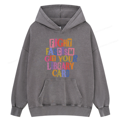 Pagewing Get Your Library Card Unisex Washed Hoodie