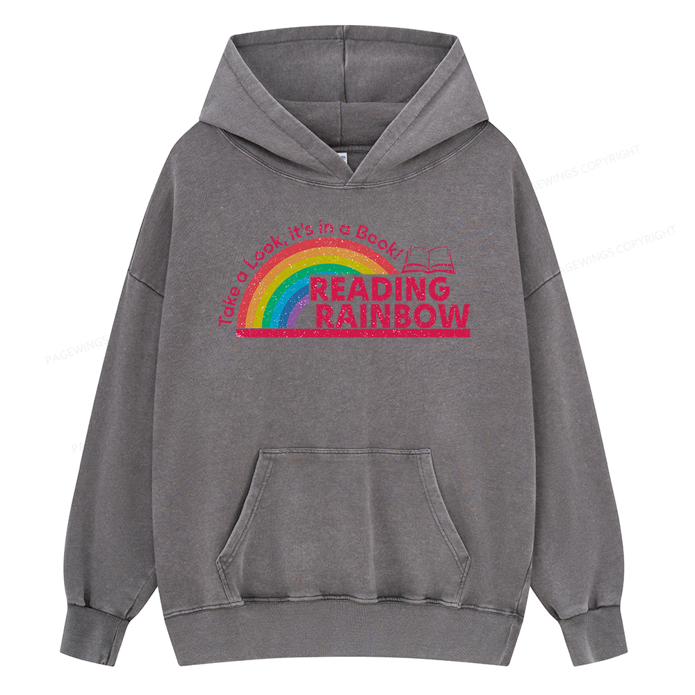 Pagewing Reading Rainbow Unisex Washed Hoodie