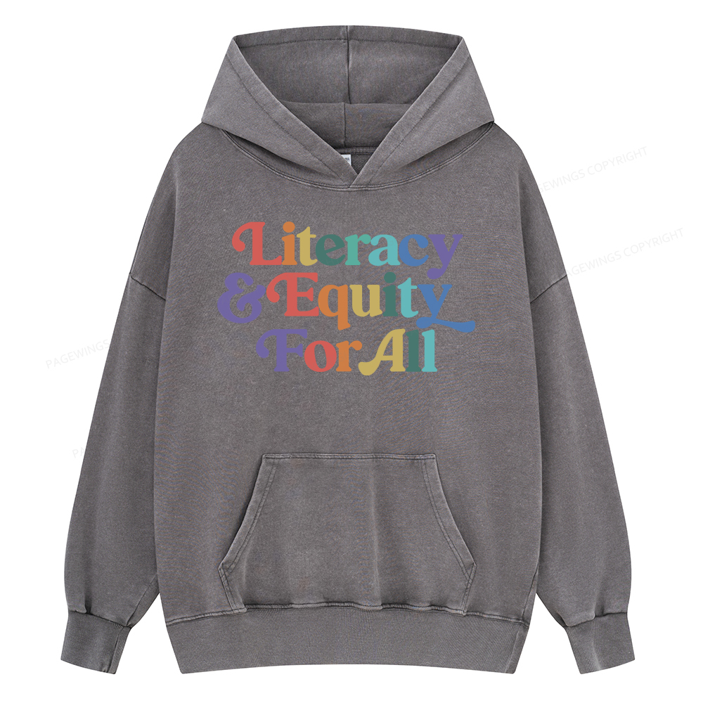 Pagewing Literacy & Equity For All Unisex Washed Hoodie