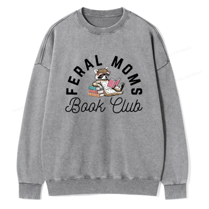 Pagewings Feral Moms Book Club Unisex Washed Sweatshirt