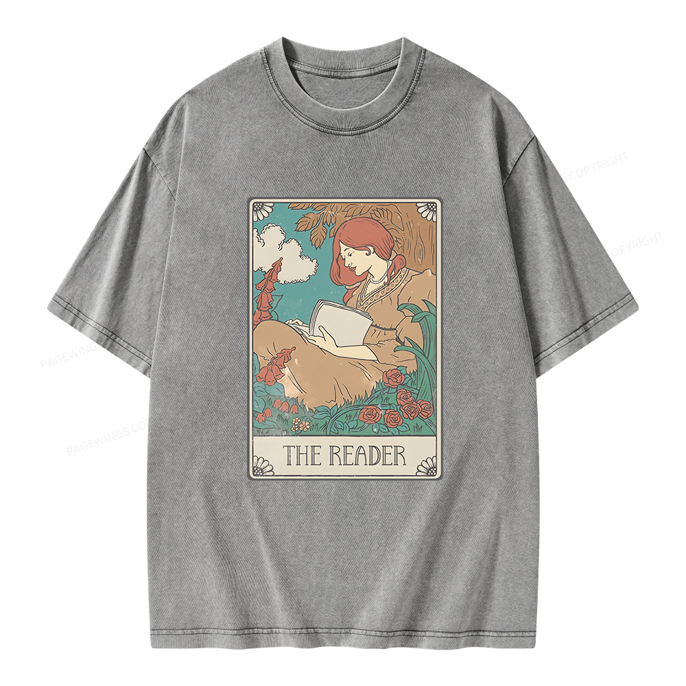 Pagewings Bookish Tarot Card Comfort Colors Unisex Washed T-shirt