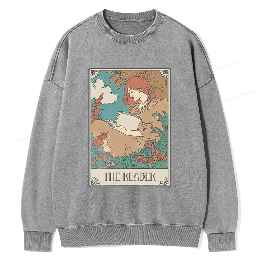 Pagewings Bookish Tarot Card Comfort Colors Unisex Washed Sweatshirt