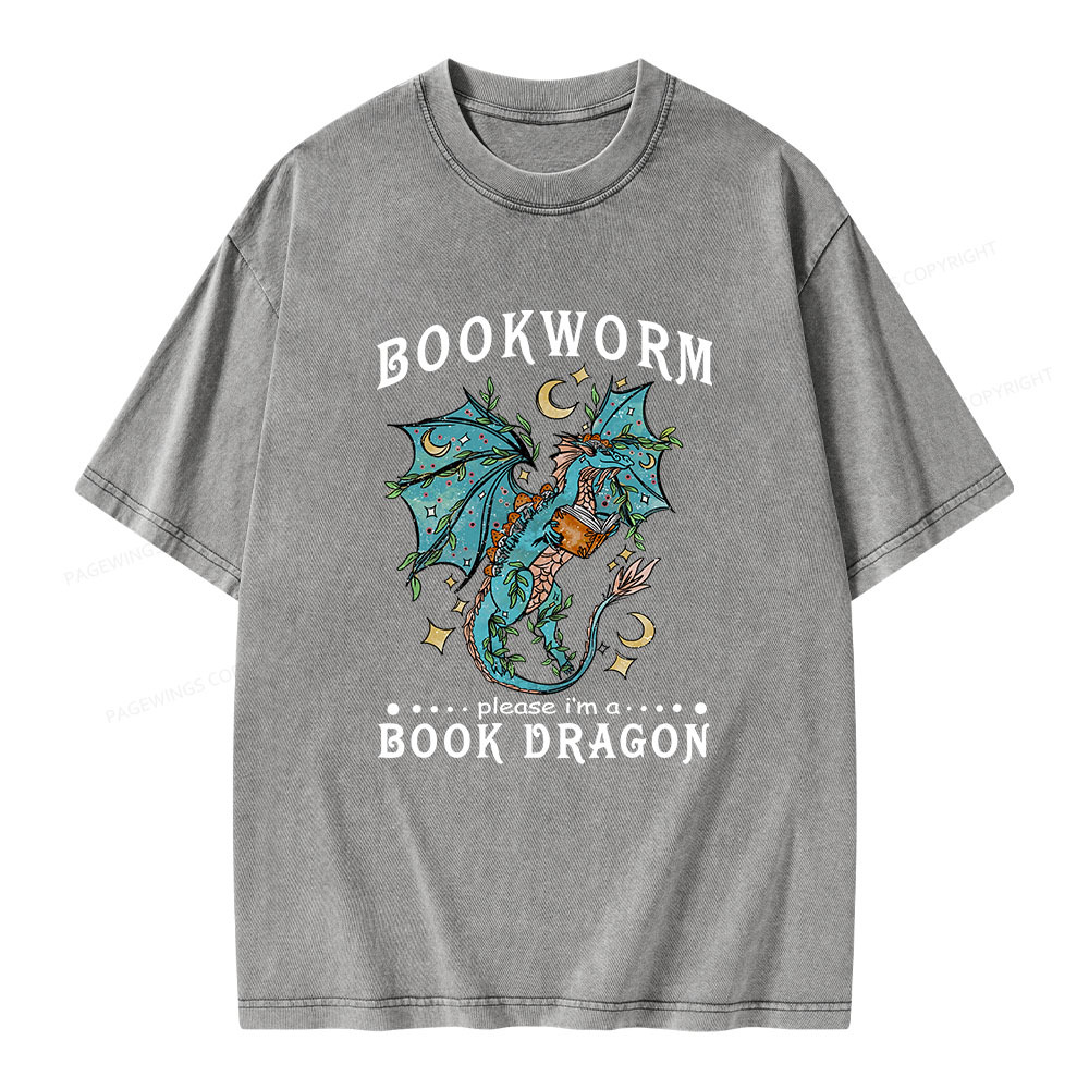 Pagewings Bookworm, please I'm a Book Dragon Unisex Washed T-shirt