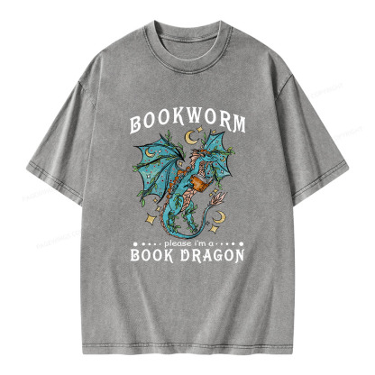 Pagewings Bookworm, please I'm a Book Dragon Unisex Washed T-shirt